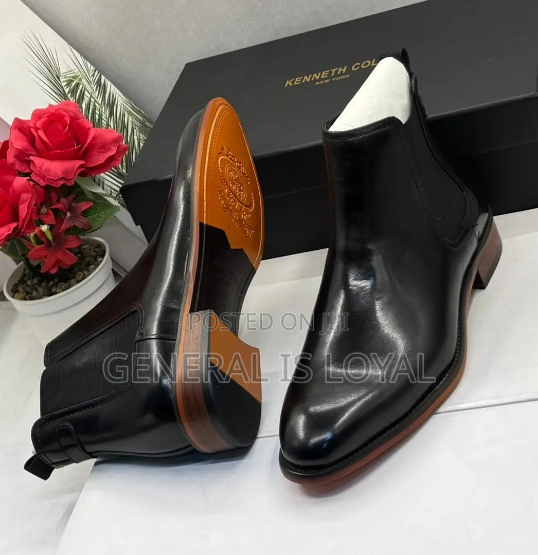 Keneth Cole Black Leather Elastic Men’S Boot