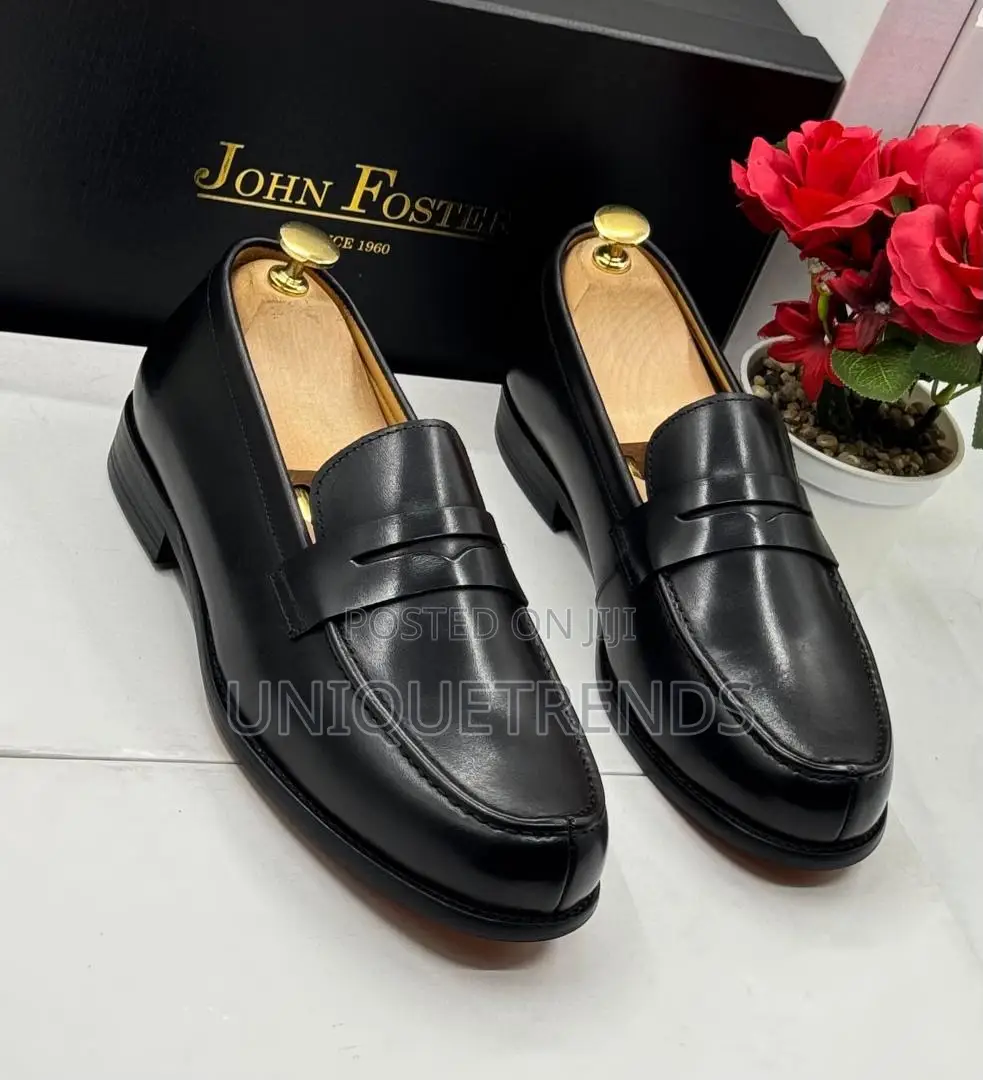 Quality John Foster Leather Loafers (Black)