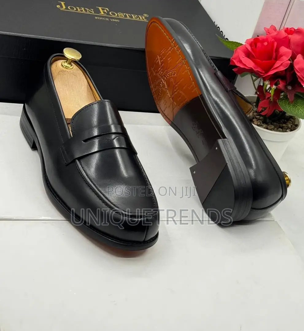 Quality John Foster Leather Loafers (Black)