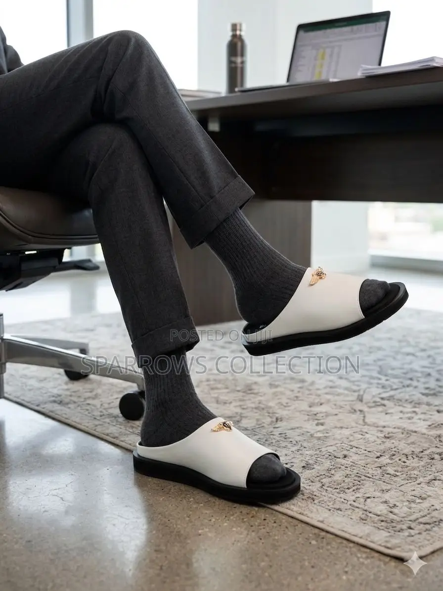 White Leather Bently Slippers