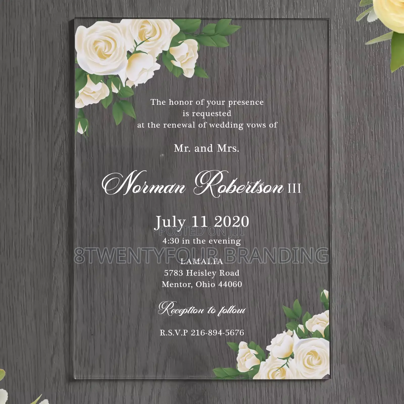 Acrylic Wedding Invitation (Moq: 50pcs)