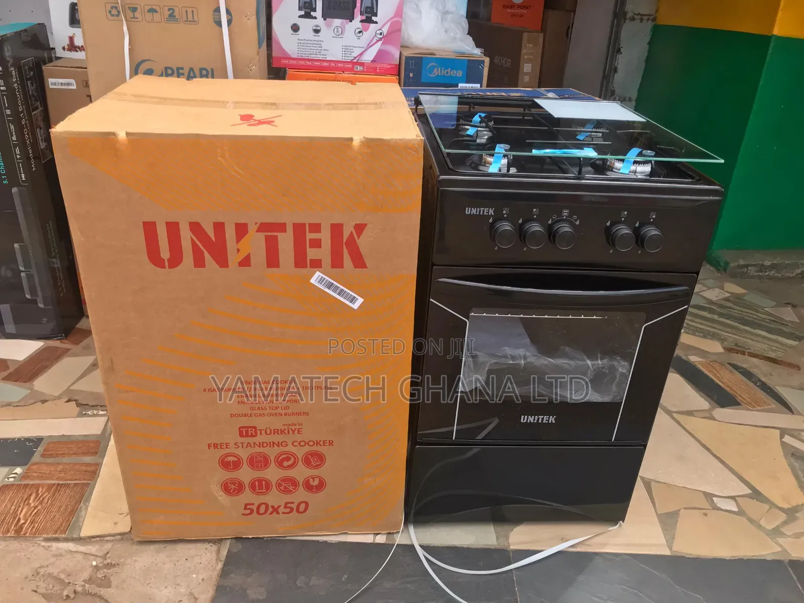 Best Quality Unitex 50x50 Manual Ignition 4 Burner Gas Stove With Oven