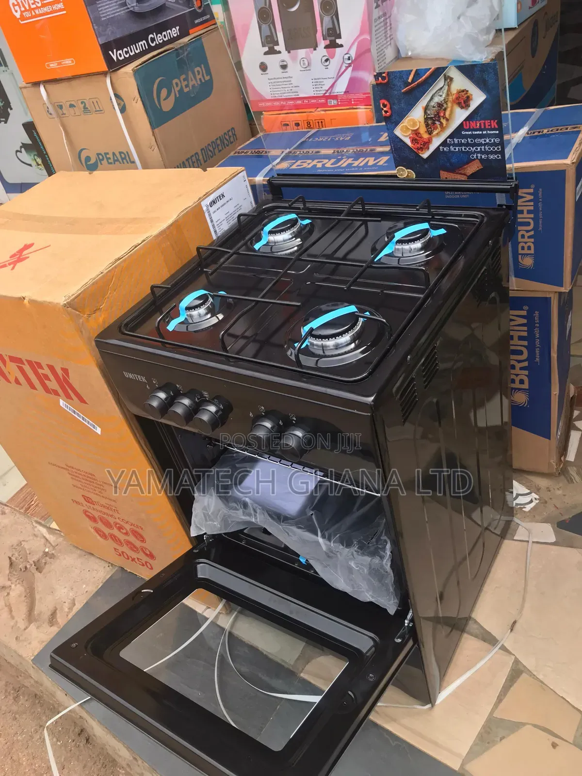 Best Quality Unitex 50x50 Manual Ignition 4 Burner Gas Stove With Oven