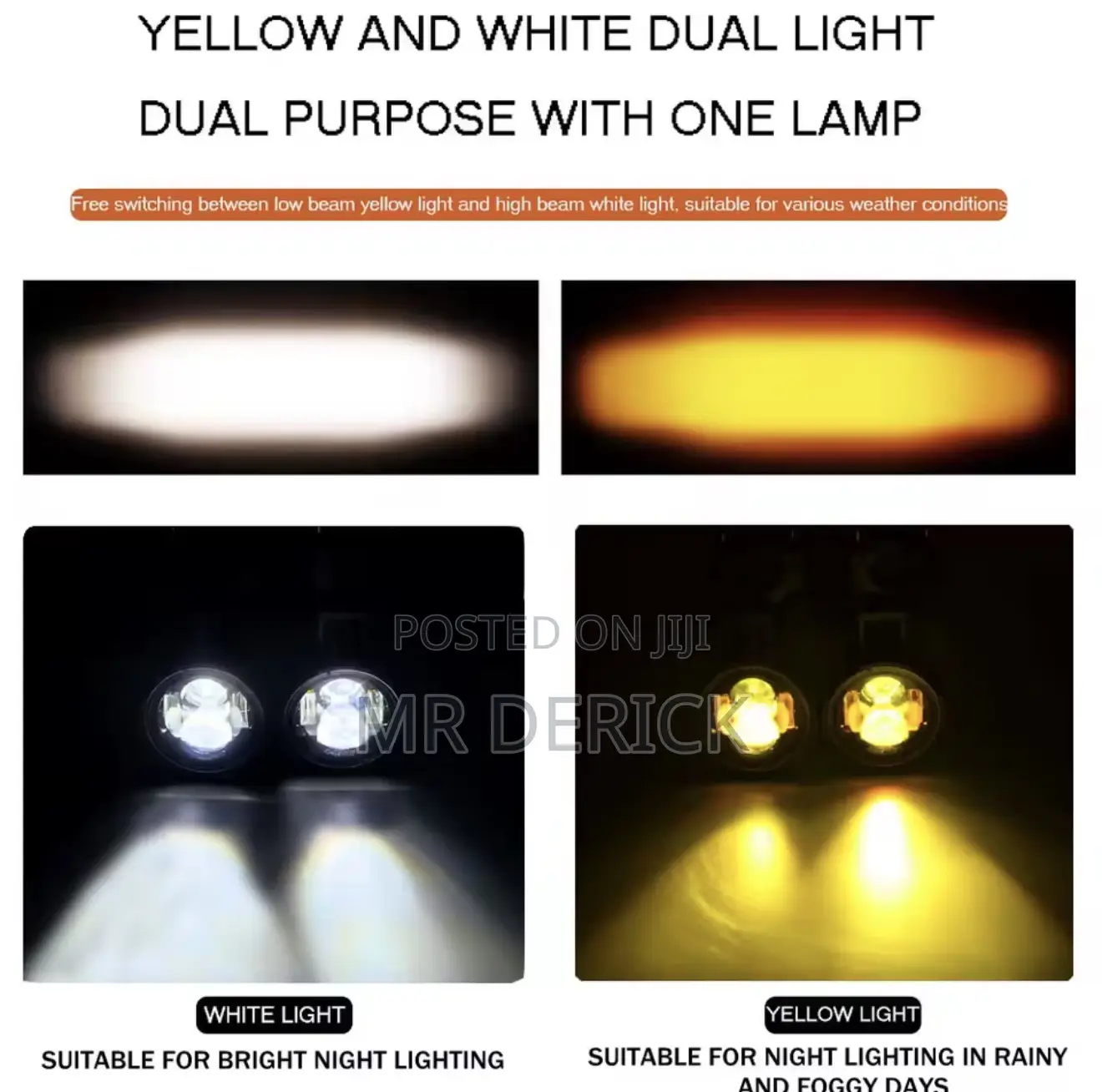 Mt07 100w Motorcycle Headlight Fog Lights Led Driving Light Dual Color