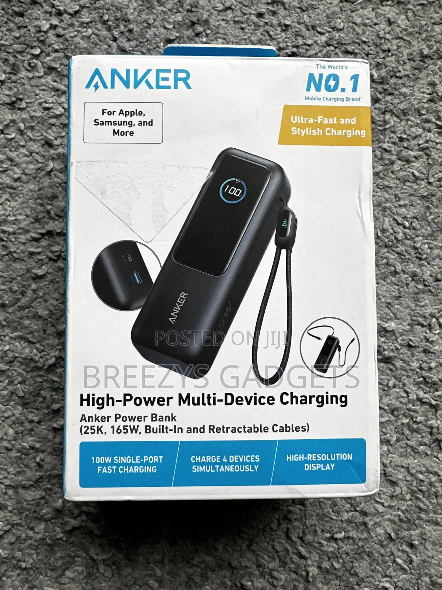 Anker Laptop Power Bank (, 165w, Built-in And Retractable Cables)