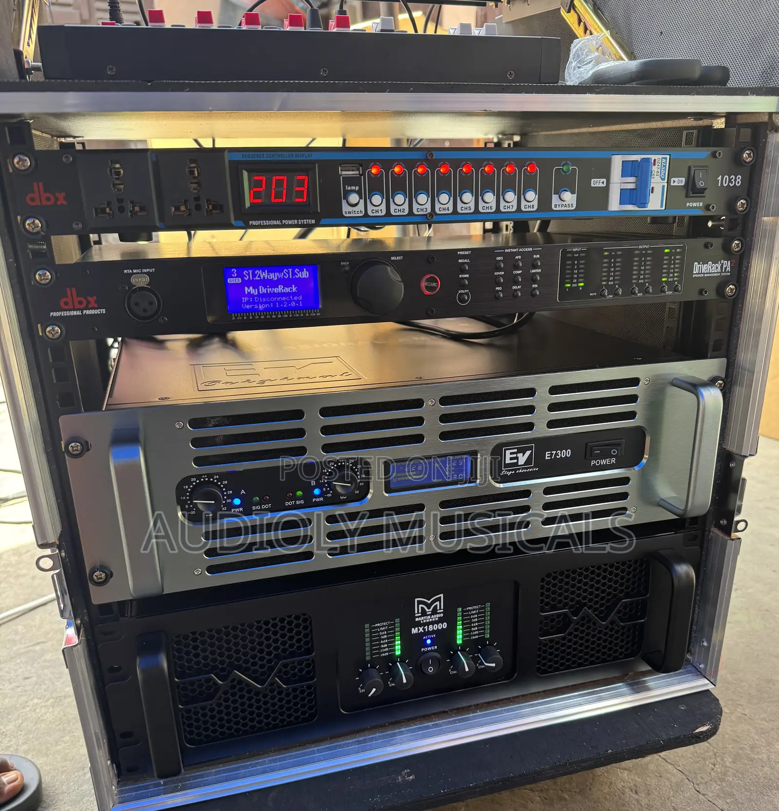 Martins Audio Bass Amp With Ev Mid Amplifier and Drive Rack