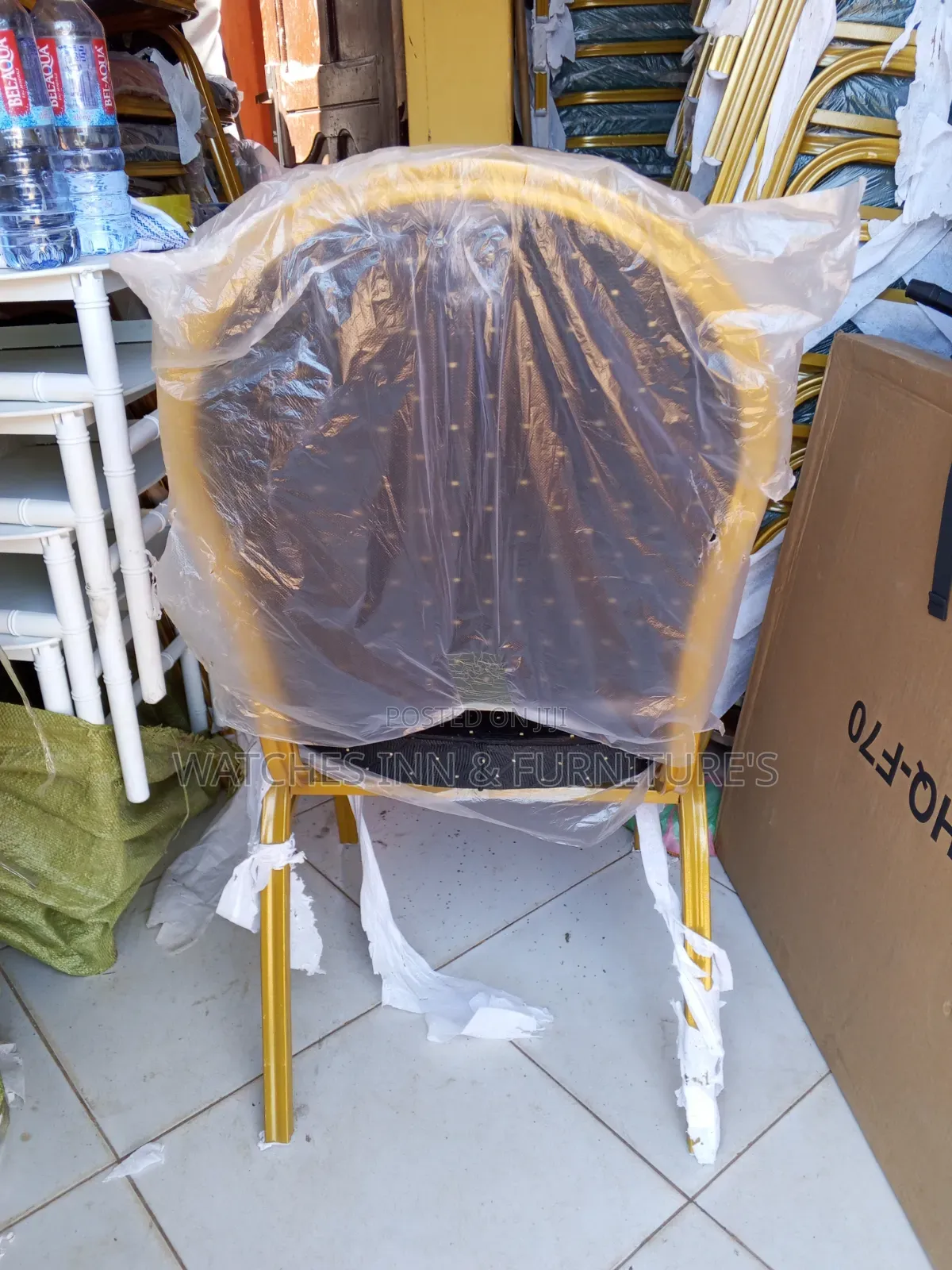Golden Frame Black Material Church/ Conference High Density Chair