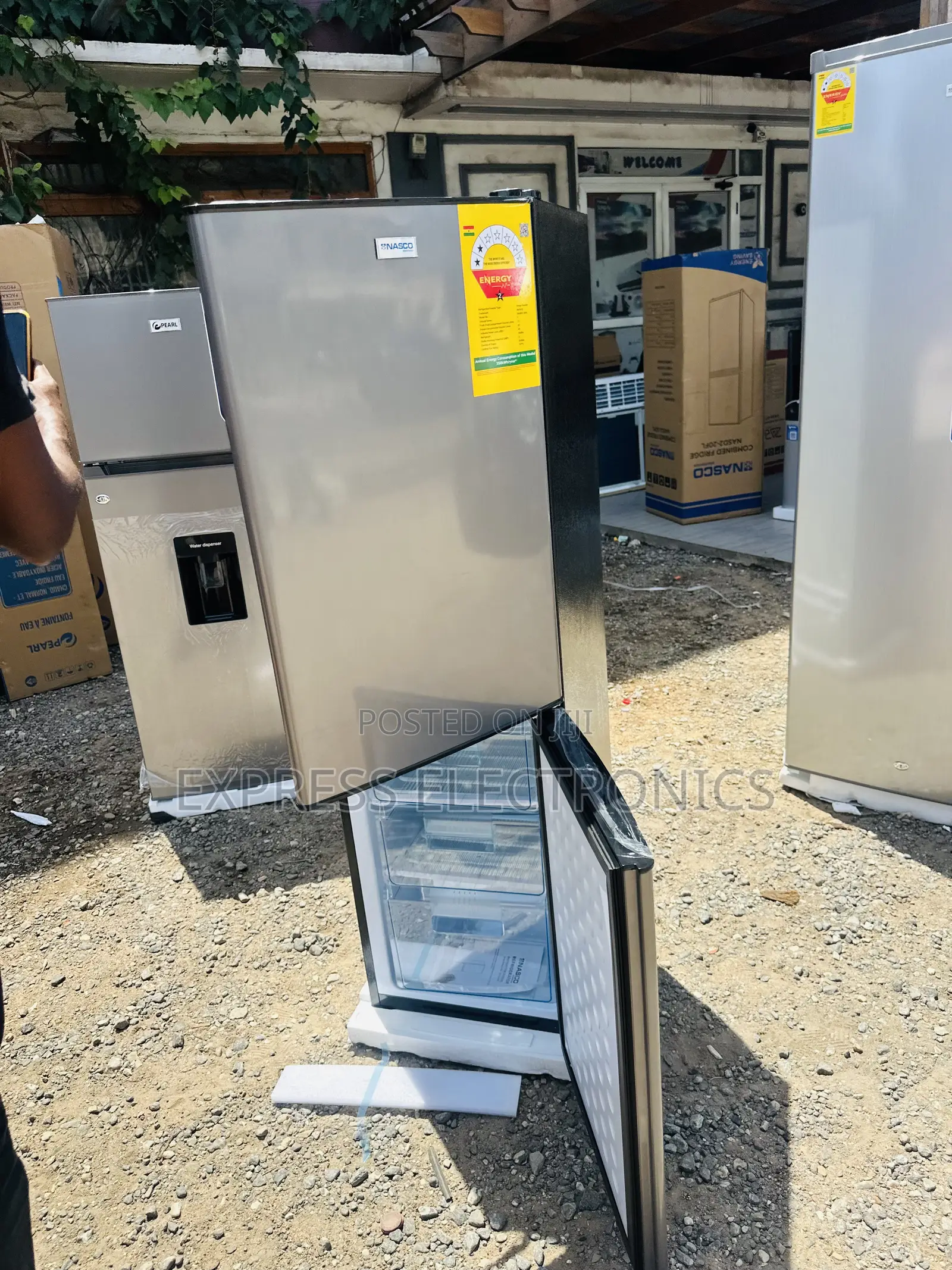Hot Deals on Double Door Fridge Grey Color Nasco Bottom Freezer