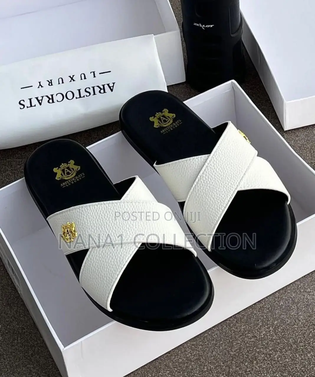 Aristocrats Leather Cross — Strap Slippers