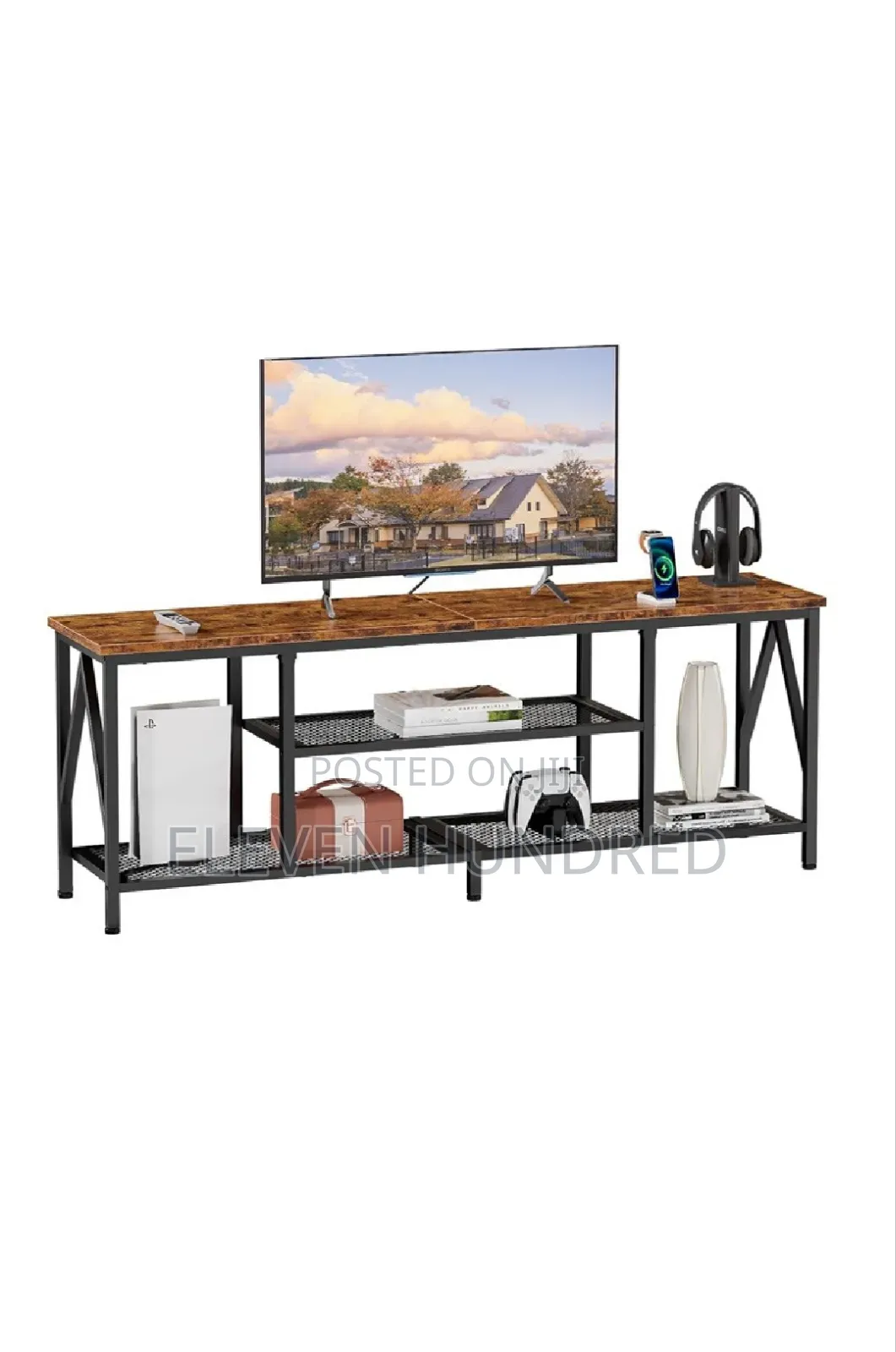 Tv Stand Brown (Antique) With Metal