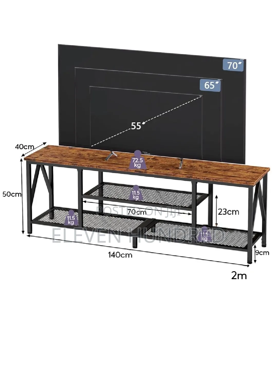 Tv Stand Brown (Antique) With Metal