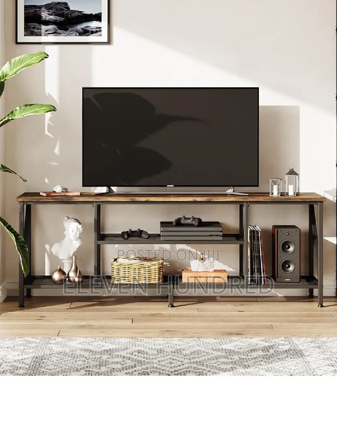 Tv Stand Brown (Antique) With Metal