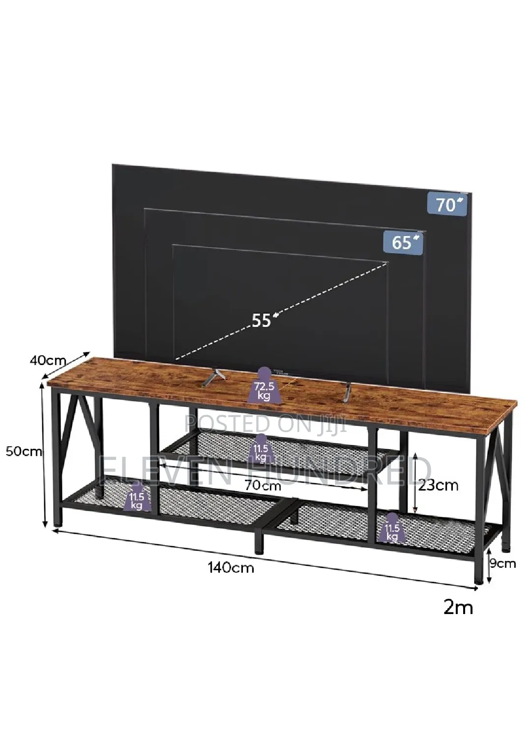 Tv Stand Brown (Antique) With Metal