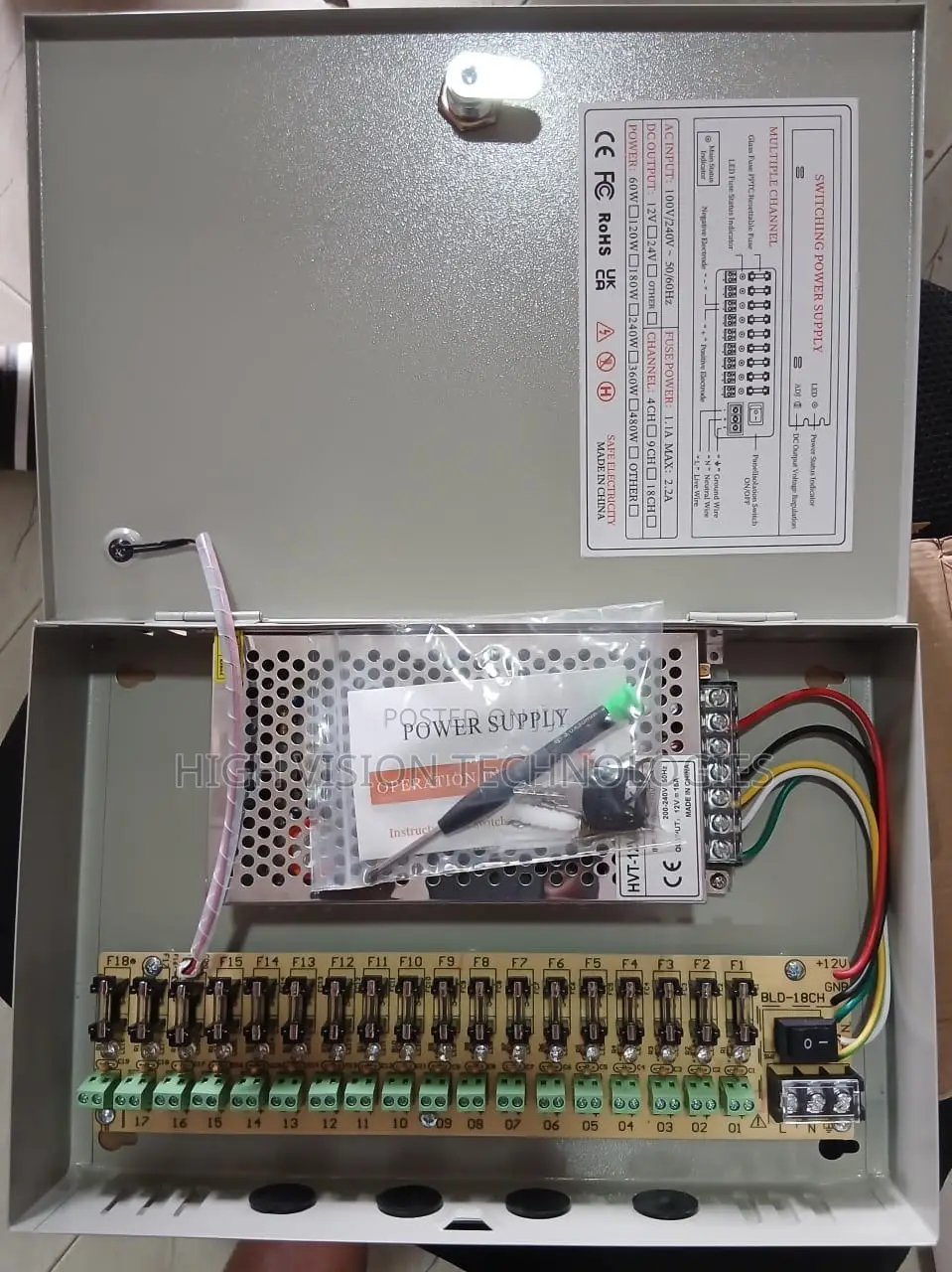 18ch CCTV Camera Power Supply 12v 18a Metal Case