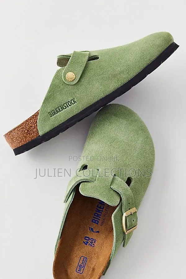 Original Birkenstock Boston Suede Lemon Green