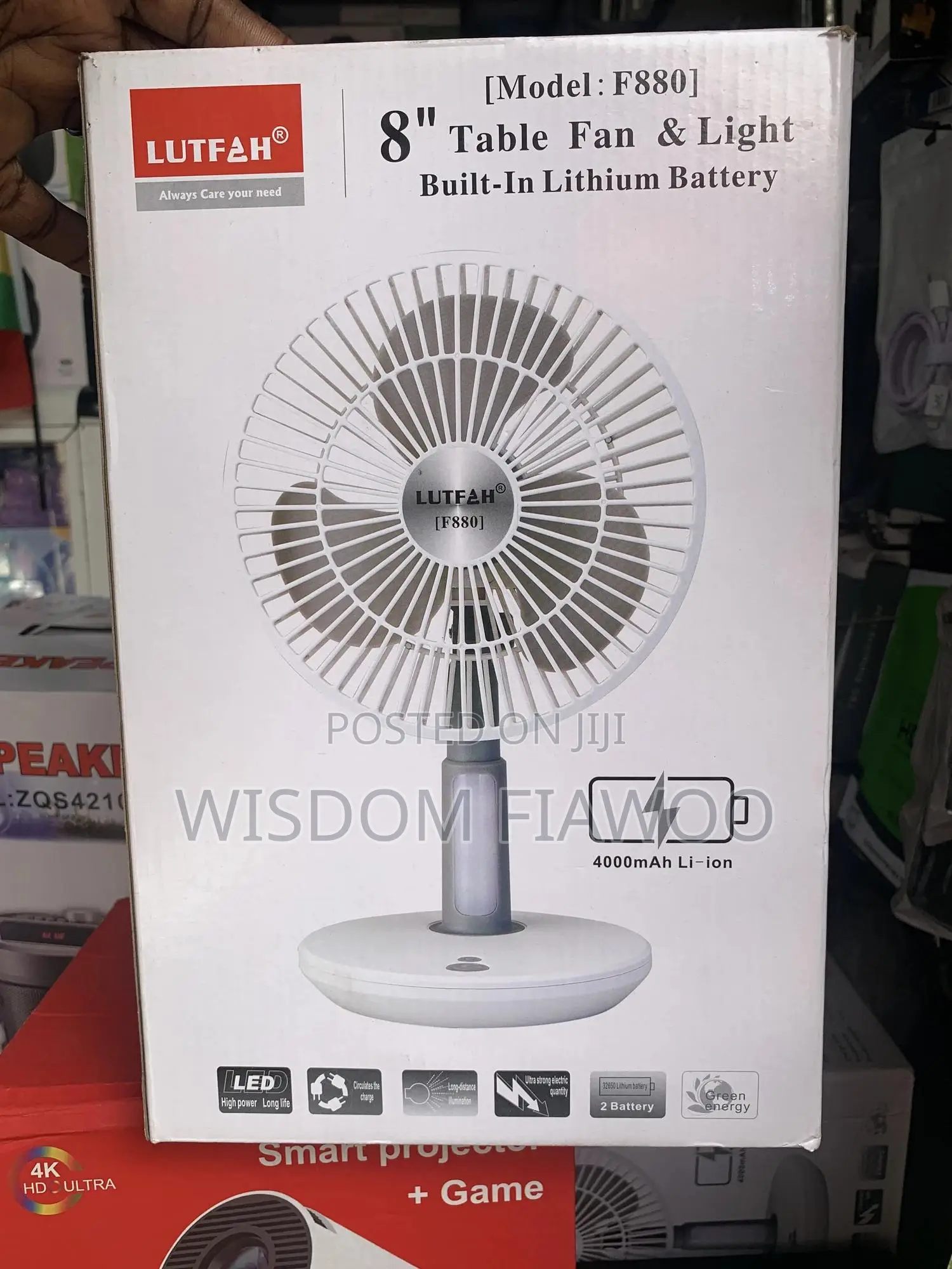 Swinging Rechargeable Fan With Light (Last 7hours)