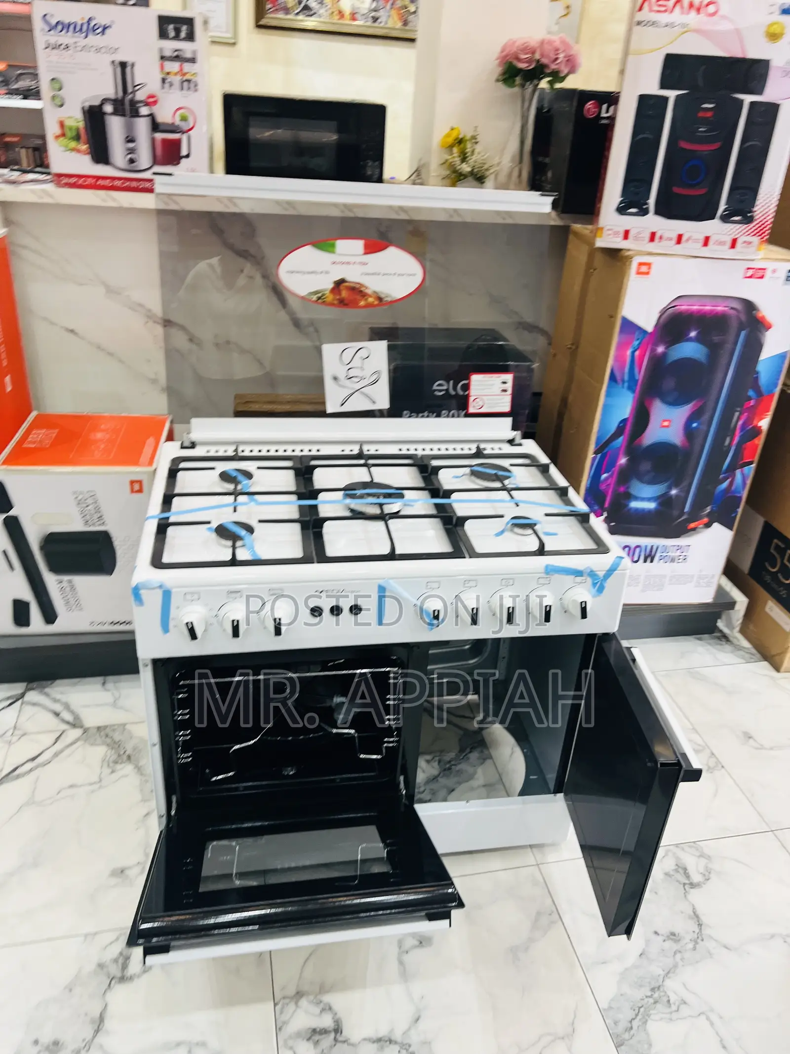 Unique Design Mediatech 5 Gas Burner With Grill(White) 