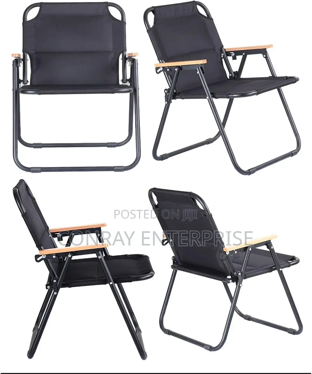 Camping Chair With Wooden Handle.