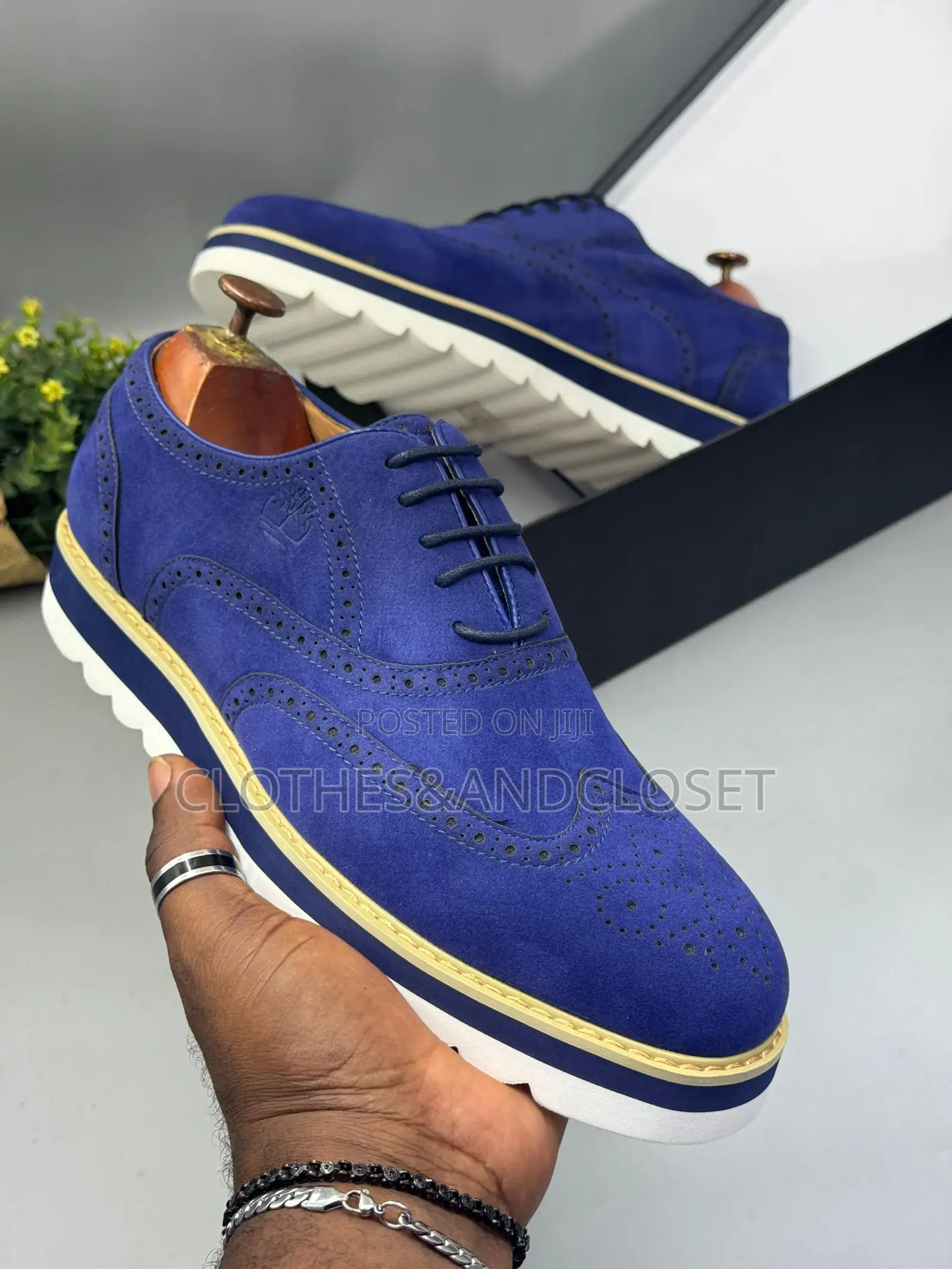 Timberland Unisex Blue Suede Brogue Loafer Shoes,