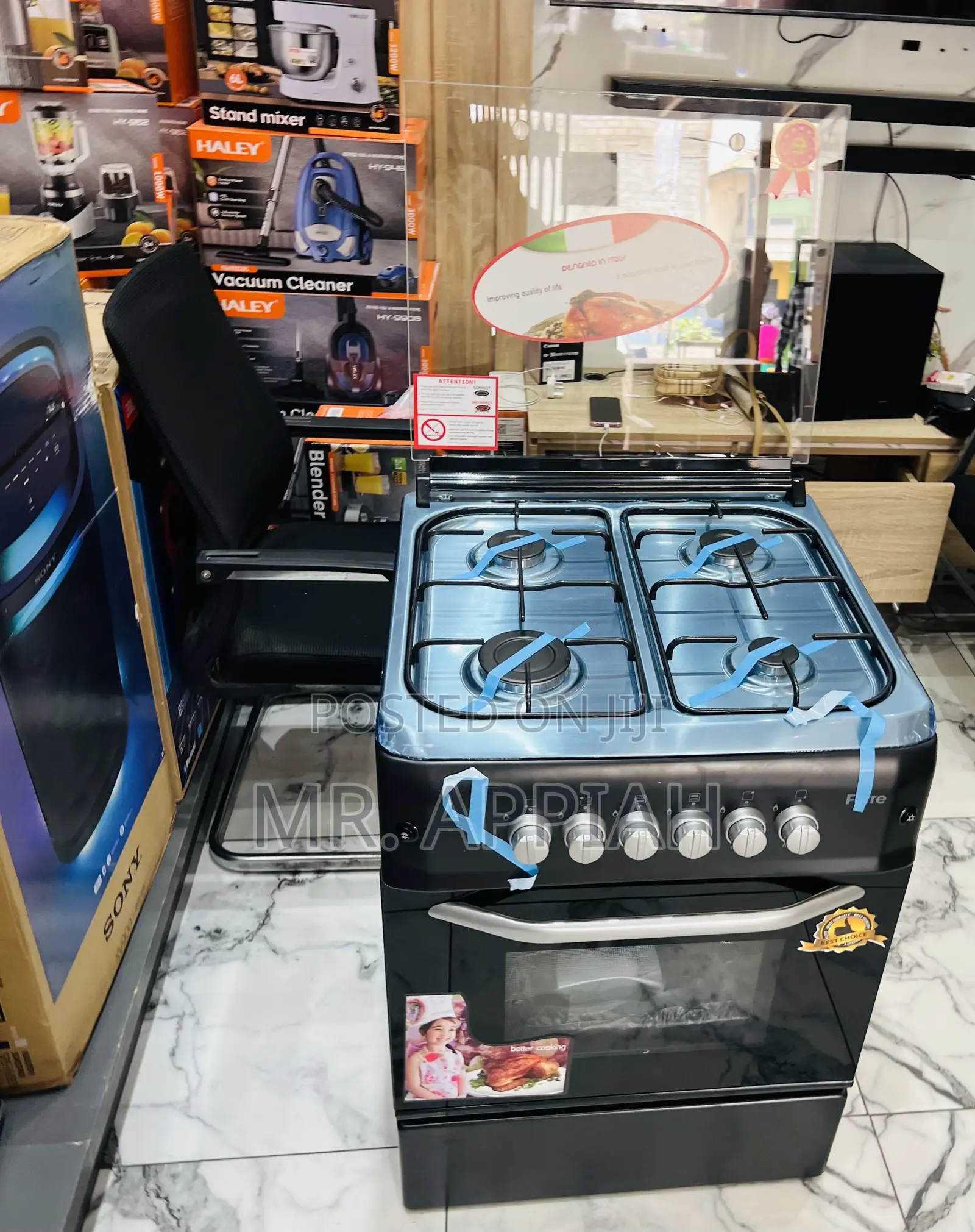 Authentic Ferre 60x60cm 4 Burner Free Standing Gas Cooker With Oven.