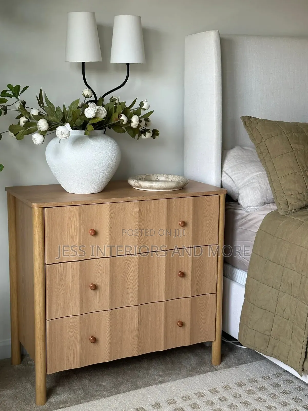 Oversized Bedside Table With 3 Drawers