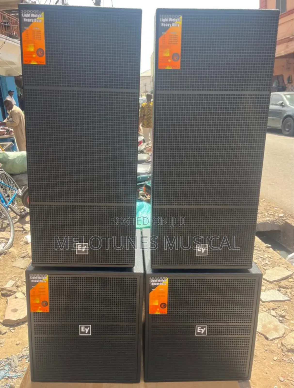 Ev Full Range and Ev Single Bass Setup With Amplifier Rack Set