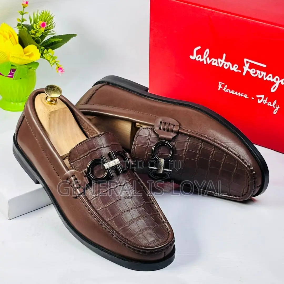 Salvatore Ferragamo Men Leather Brown Loafers