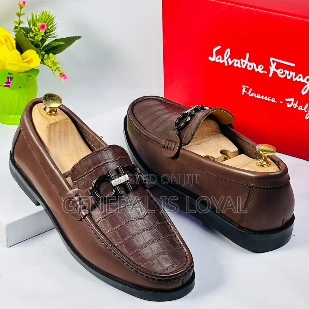 Salvatore Ferragamo Men Leather Brown Loafers