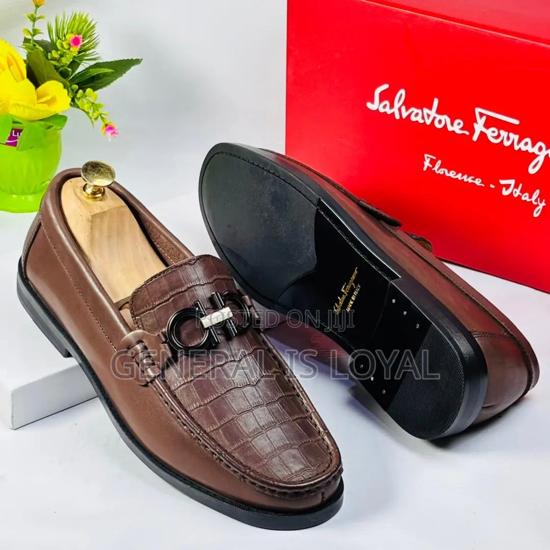 Salvatore Ferragamo Men Leather Brown Loafers
