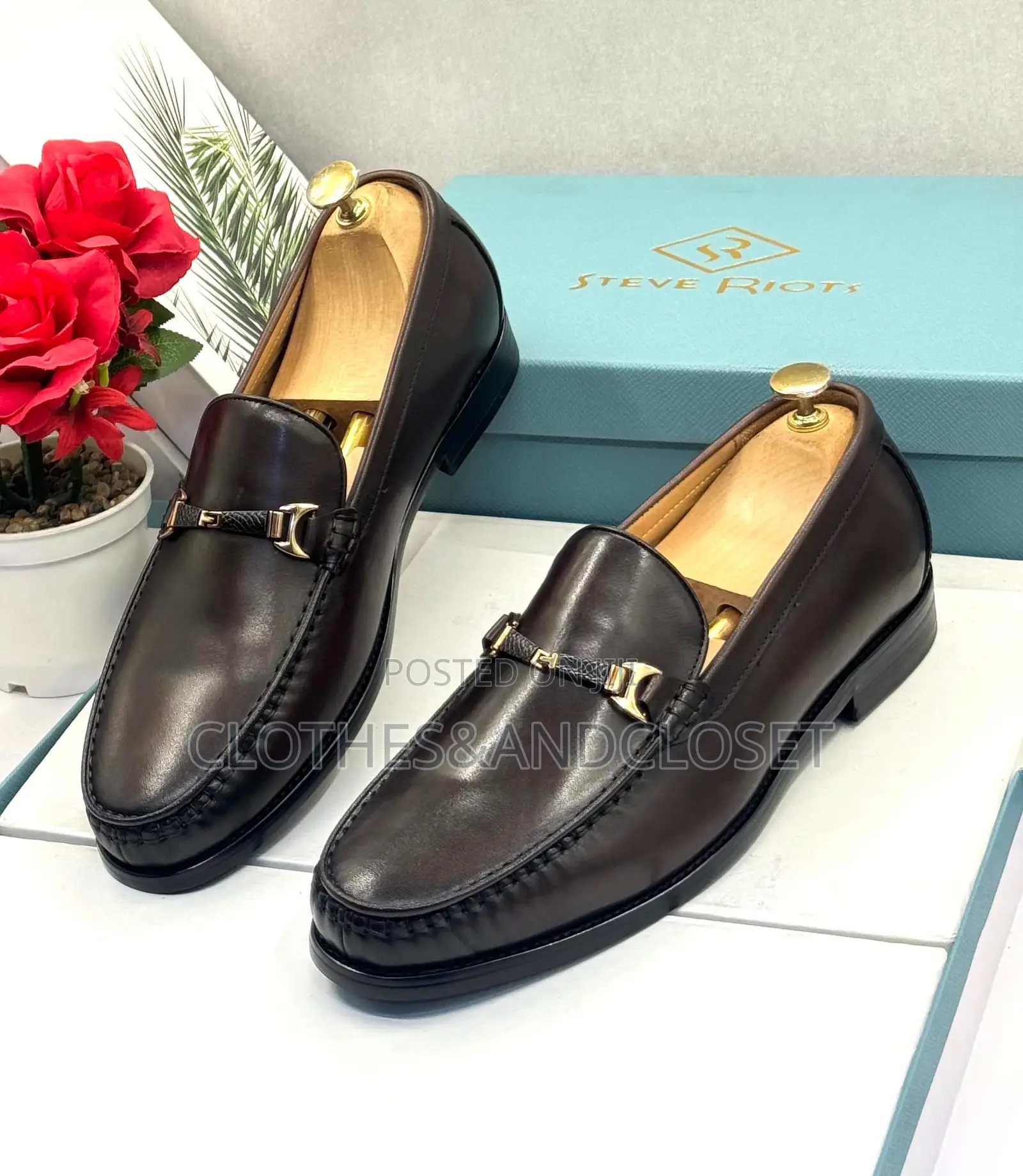 Steve Riots Coffee Men's Leather Loafers,