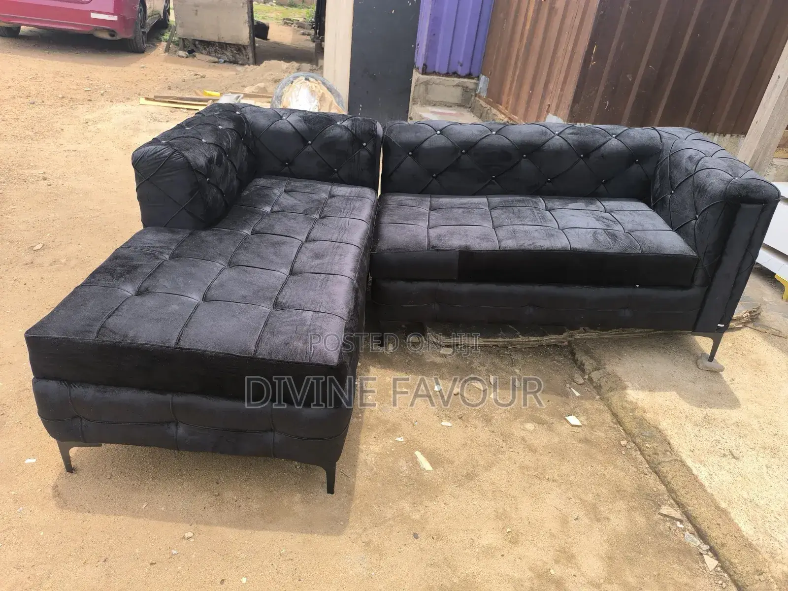 Black L Shape Sofa Available