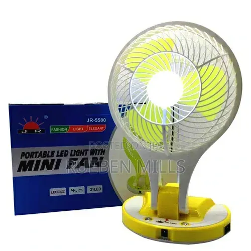 Plastic Mini Size Table Fan Jr 5880 Chargeable Wireless Fan With Led