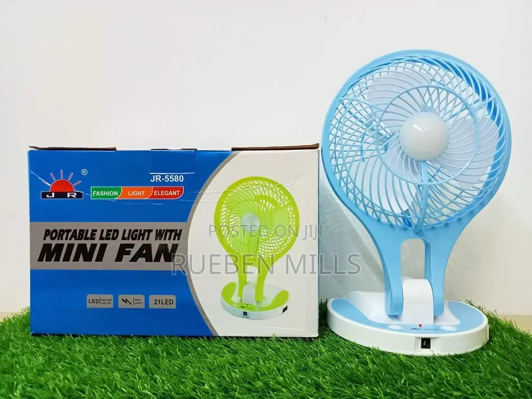 Plastic Mini Size Table Fan Jr 5880 Chargeable Wireless Fan With Led