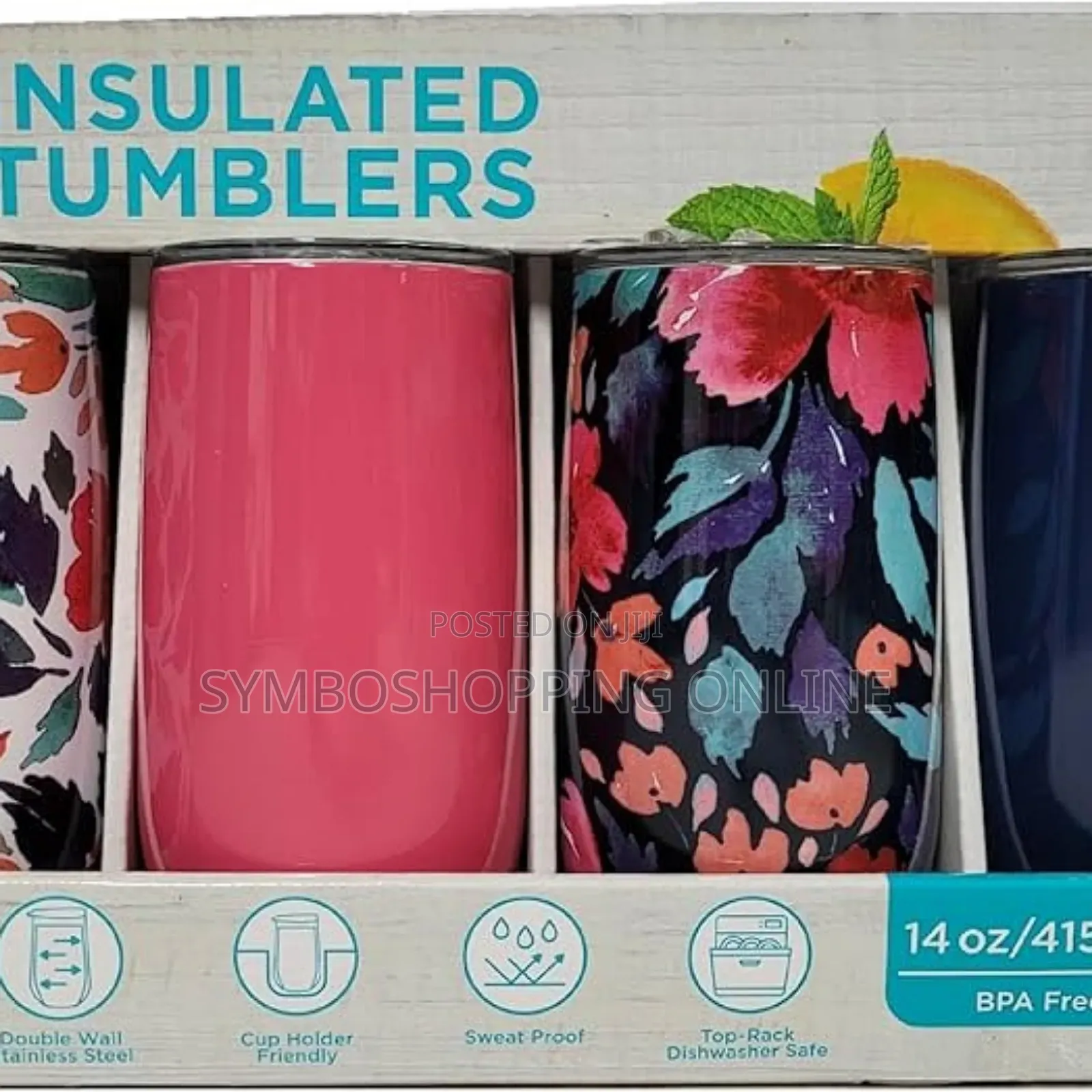 Member's Mark 415ml Insulated Tumblers With Lids, 4 Pack