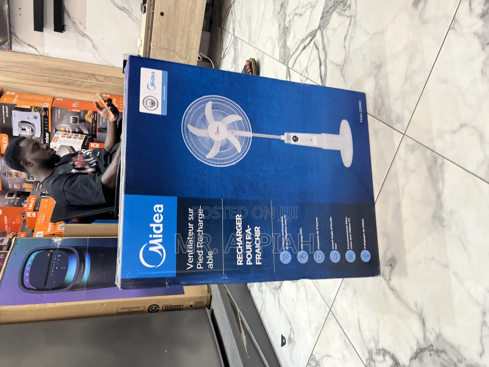 Order Affordable Midea 18” Rechargeable Standing Fan(White).