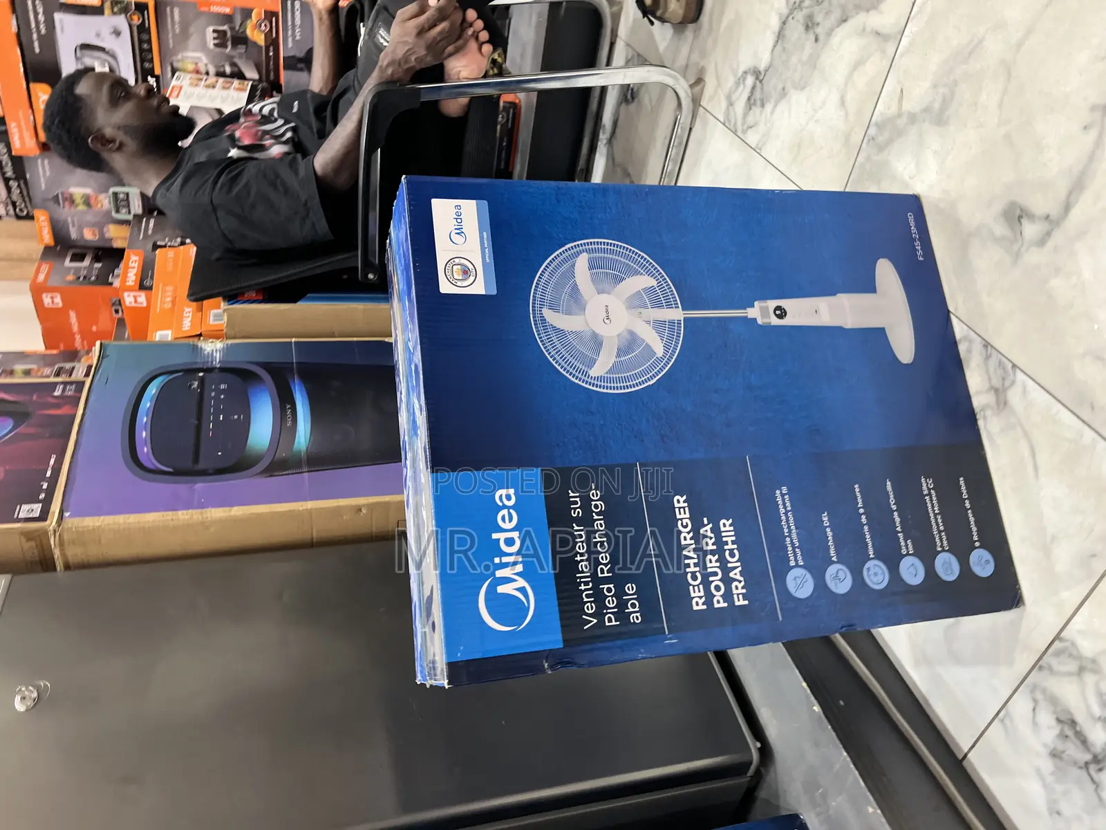 Order Authentic Midea 18” Rechargeable Fan With Led Light.