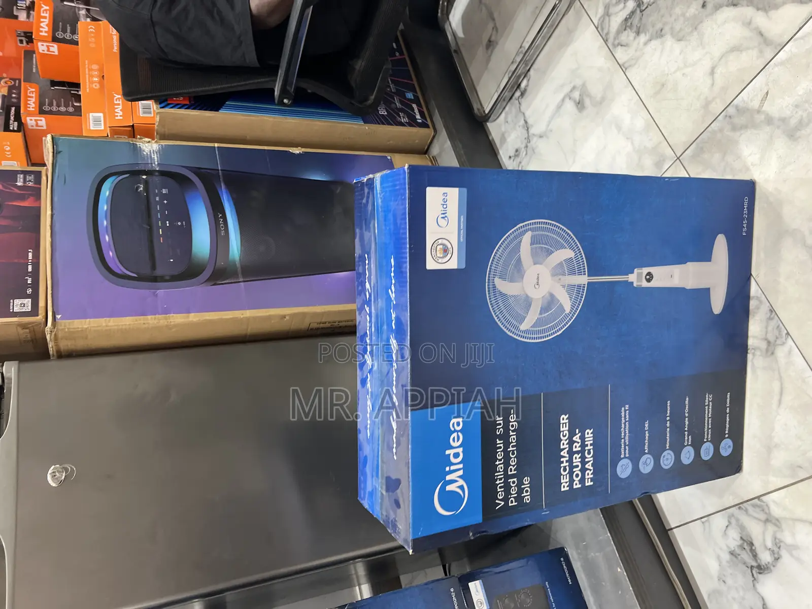 Unique Design Midea Rechargeable Standing Fan With Led Light(White)