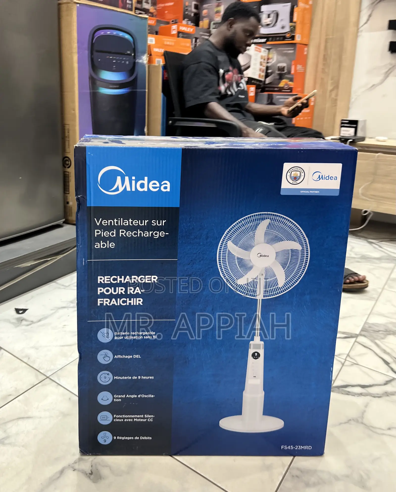 Check Out Affordable Midea 18” Rechargeable Standing Fan(White).