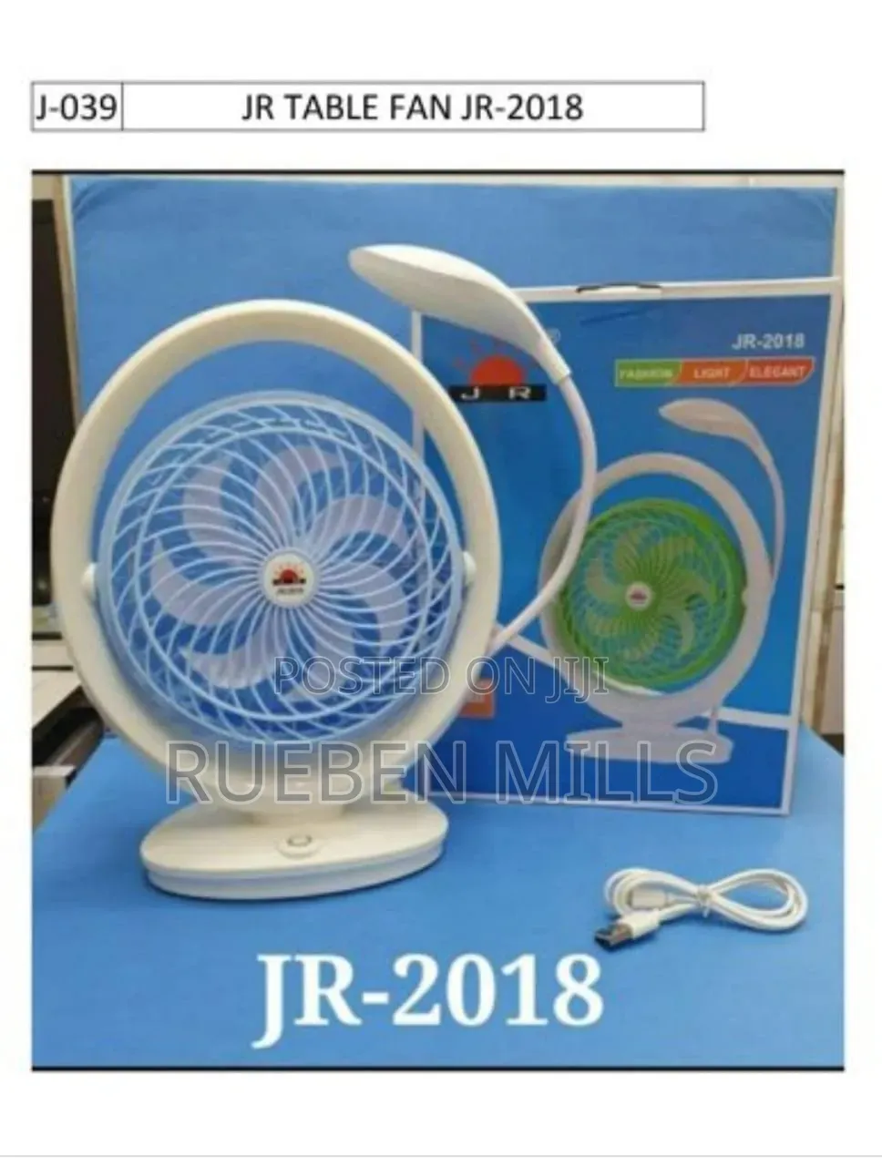 Two in One Rechargeable Table Desk Fan With Led Light - Jr 2018