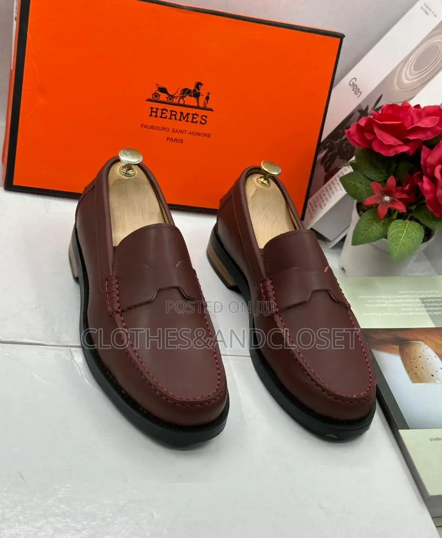 Hermès Kennedy Loafers in a Dark Red or Burgundy Color