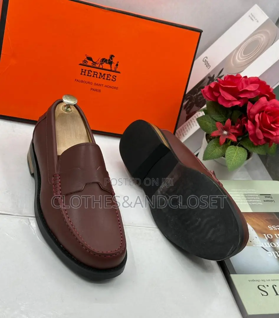 Hermès Kennedy Loafers in a Dark Red or Burgundy Color