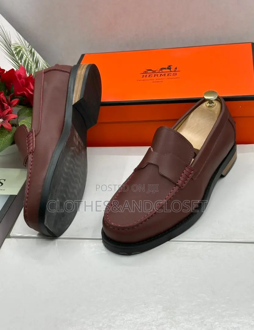 Hermès Kennedy Loafers in a Dark Red or Burgundy Color