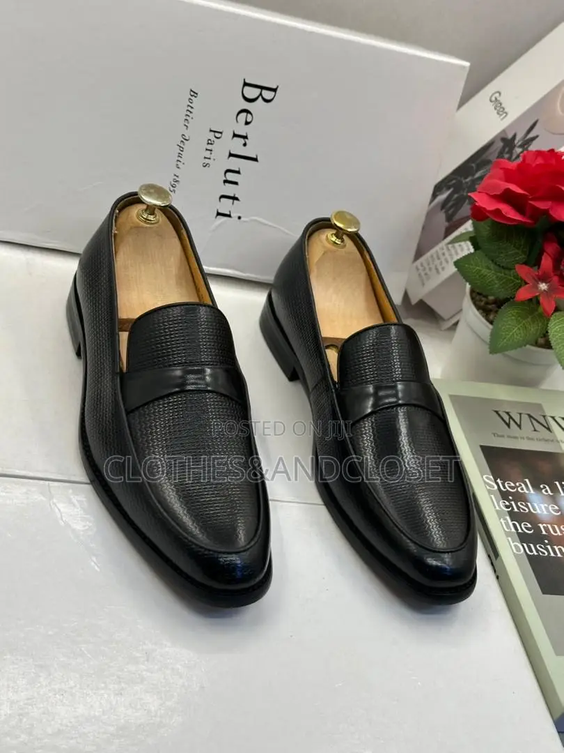 Berluti Genuine Leather Men's Black Loafers