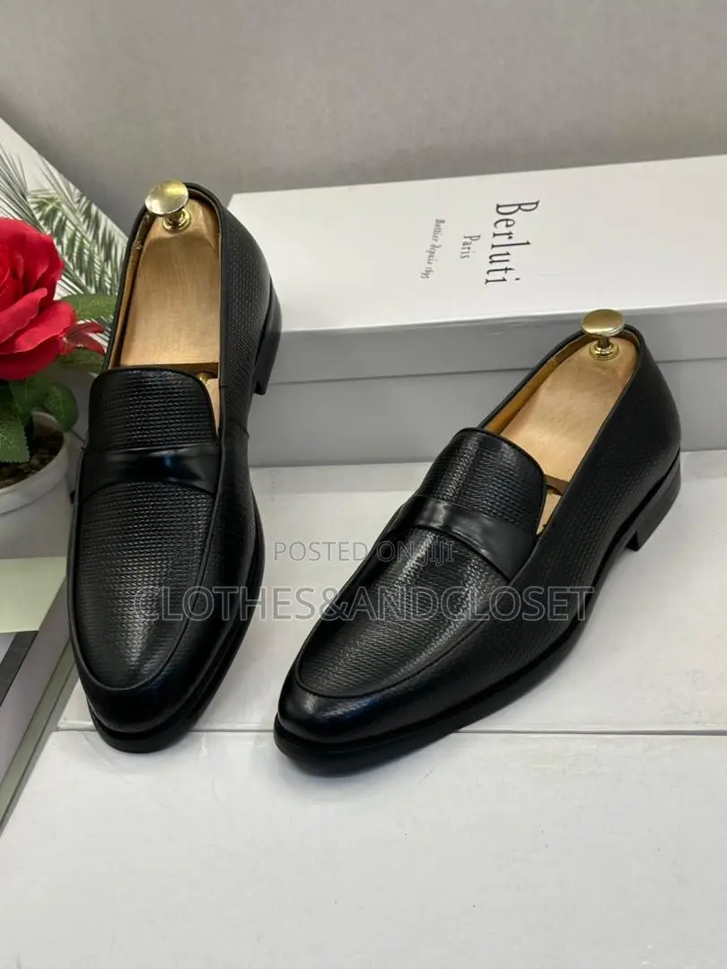 Berluti Genuine Leather Men's Black Loafers