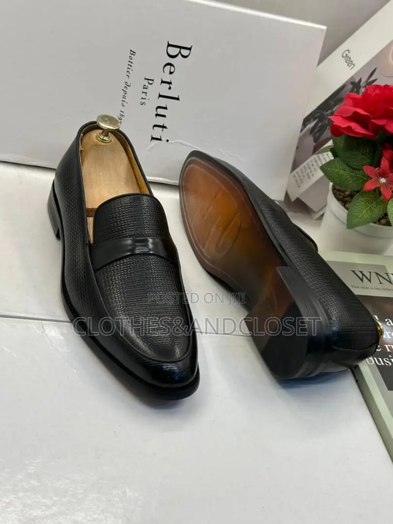 Berluti Genuine Leather Men's Black Loafers