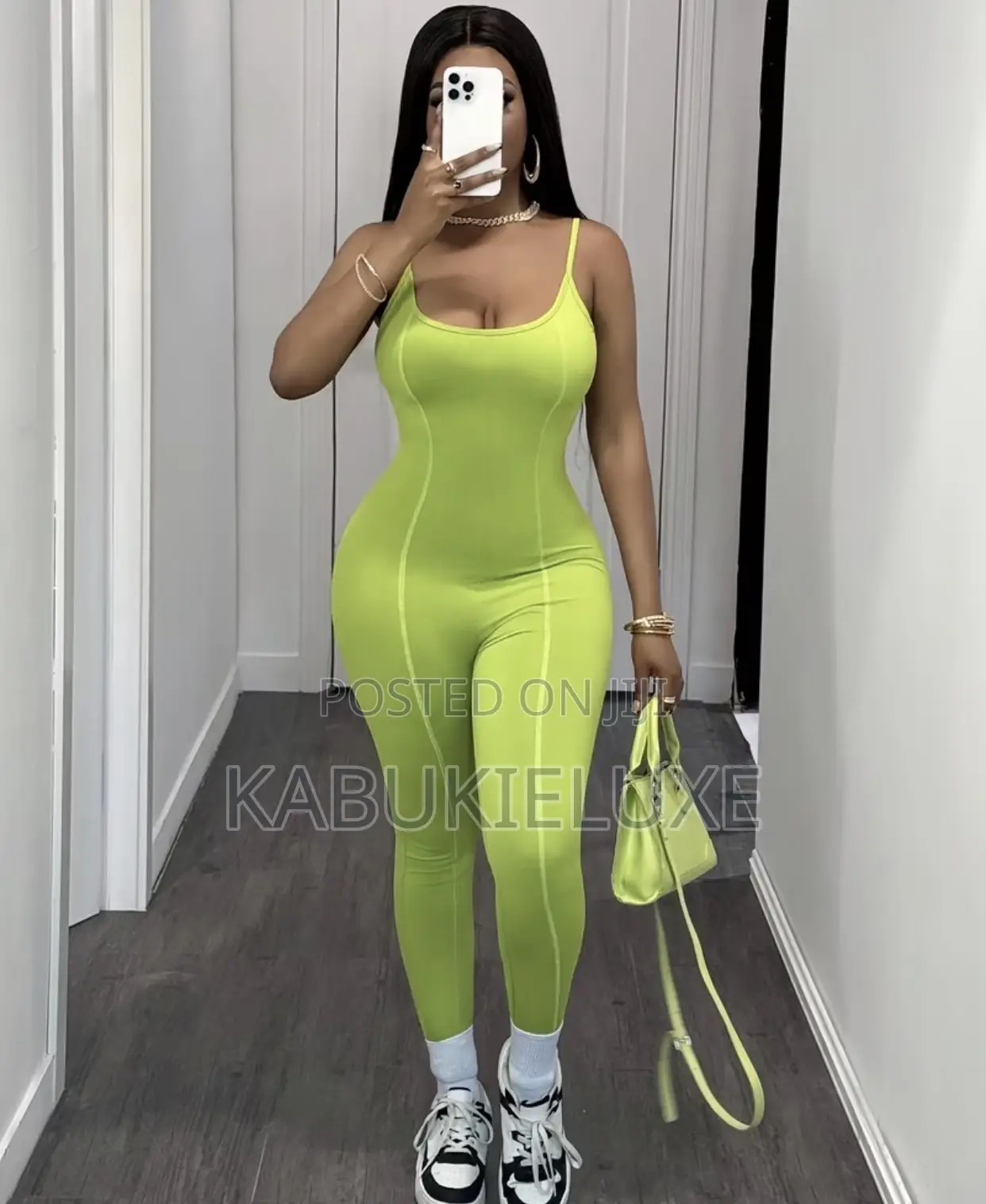 Green Curve-Hugging Jumpsuit