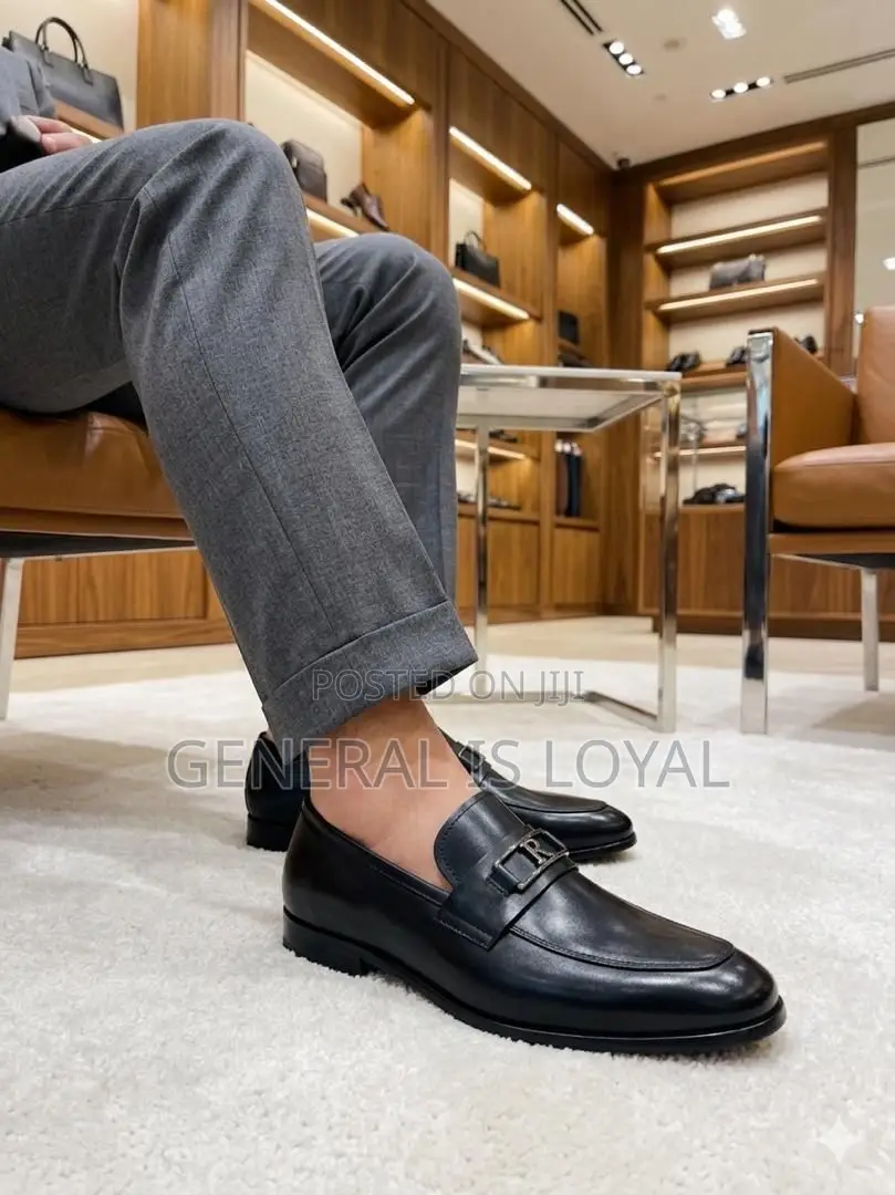 Rossi Black Leather Men’S Loafers