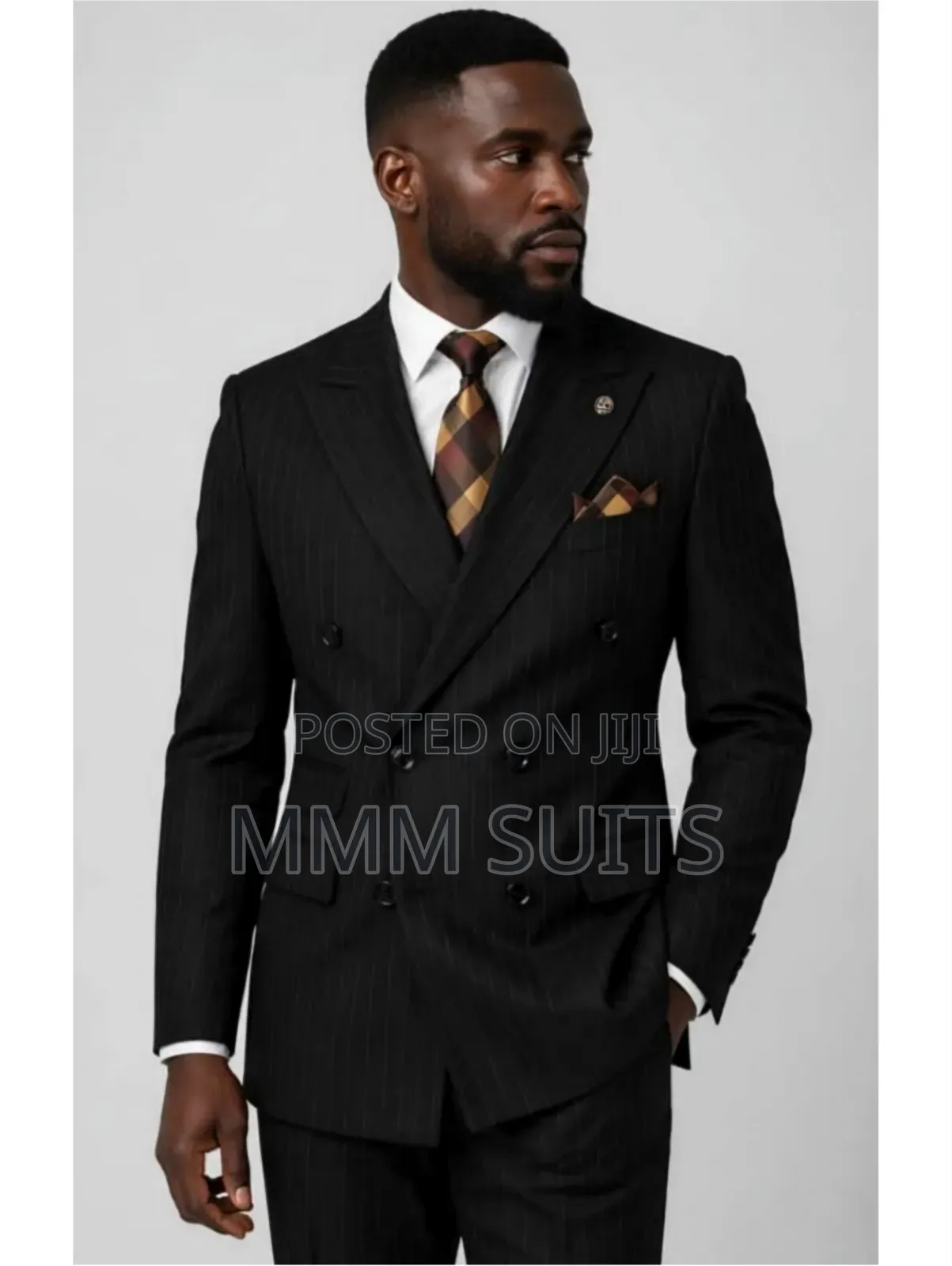 Eloquent Vinstillo Double-Breasted 2-Piece Stripped Men's Suit Black