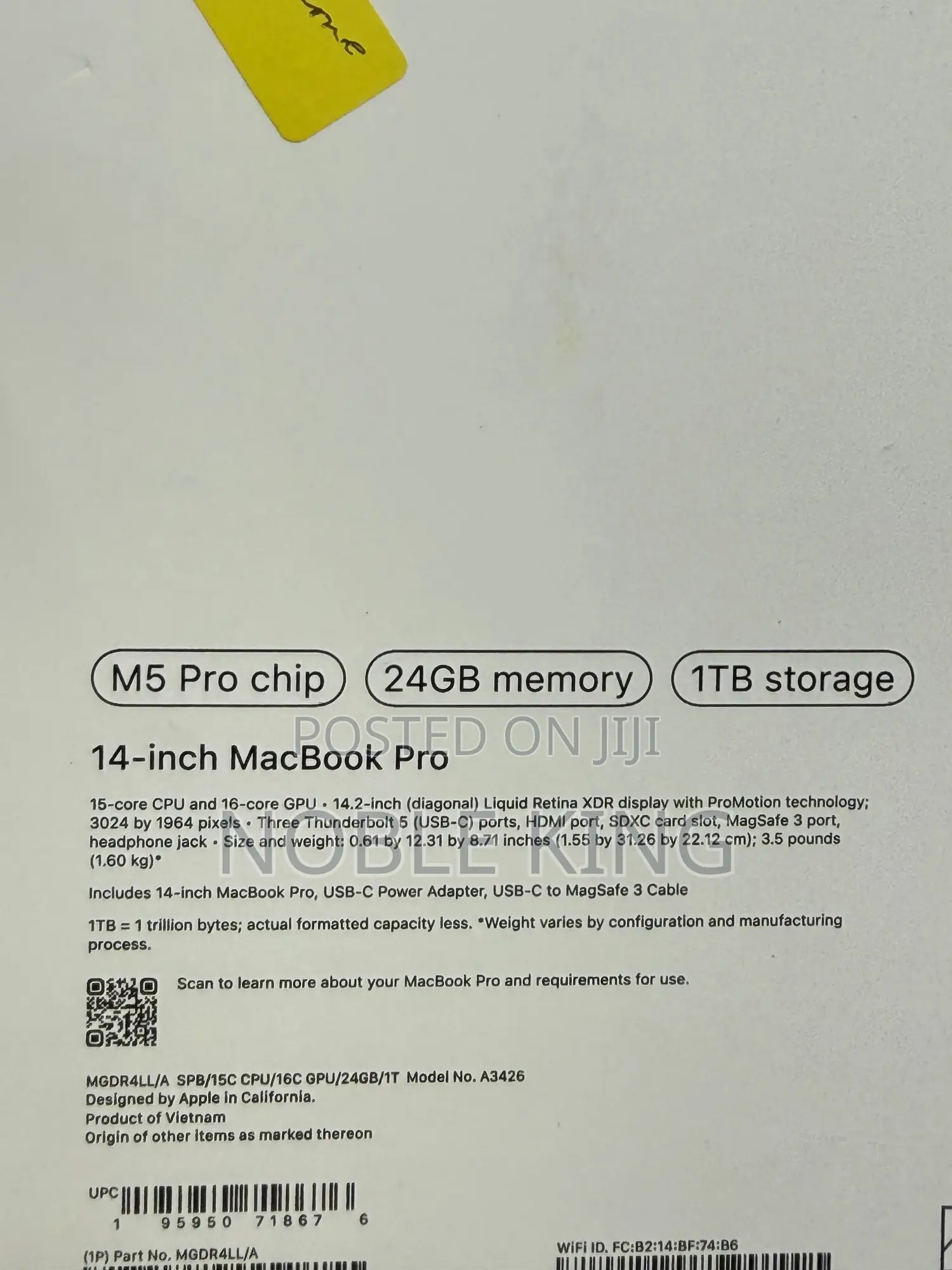 New Laptop Apple MacBook Pro 2025 M5 14-inch 24GB Apple M5 Pro SSD 1T