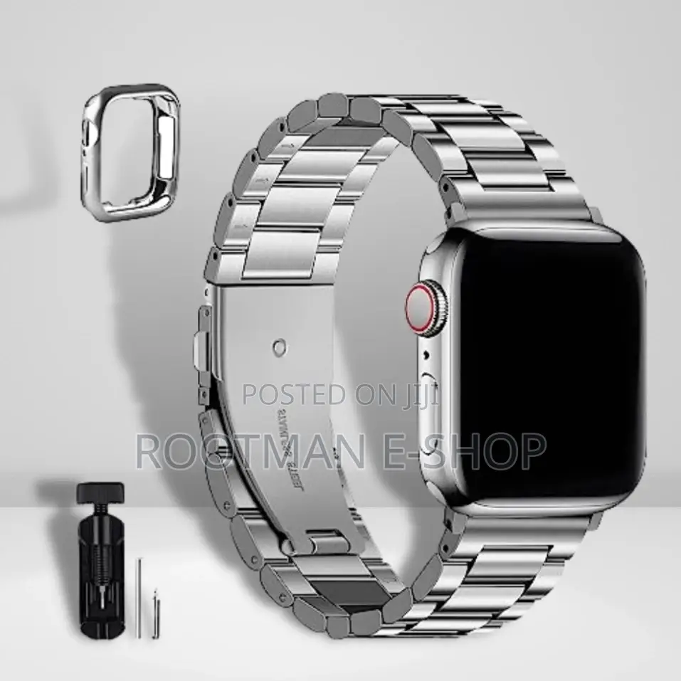 Stainless Steel Iwatch Strap Silver Color + Case (42/44/45/49mm)
